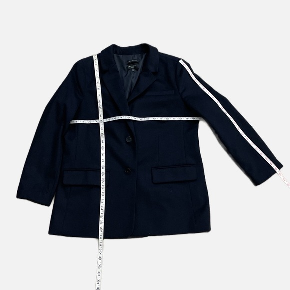 Talbots Petite Long Wool Blend Blazer Size 12P Brushed Wool Navy Blue Classic - Picture 12 of 13